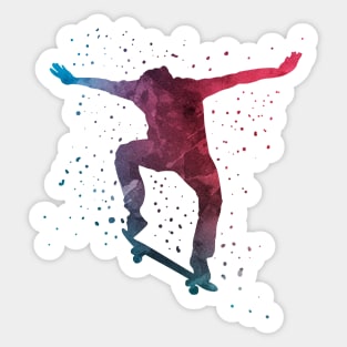 Water Colour Skater Ollie Cool Skateboarding Gift Sticker